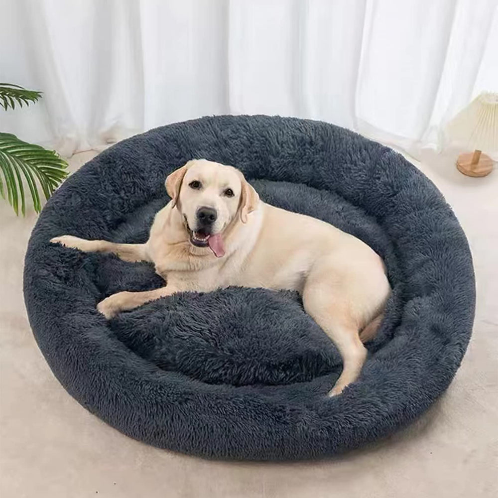 Nisrada dog bed round 36-inch with raised edges for secure, restful sleep