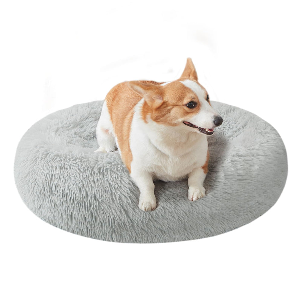 Nisrada dog bed round-design shows donut shape for cozy security and rest.