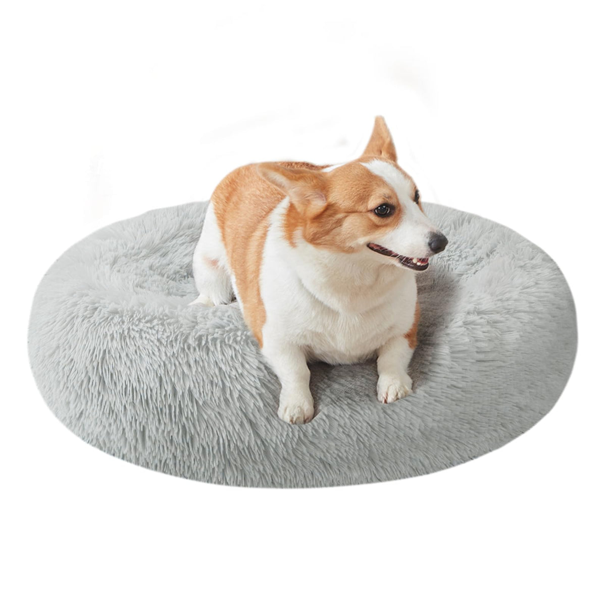 Nisrada dog bed round-design shows donut shape for cozy security and rest.