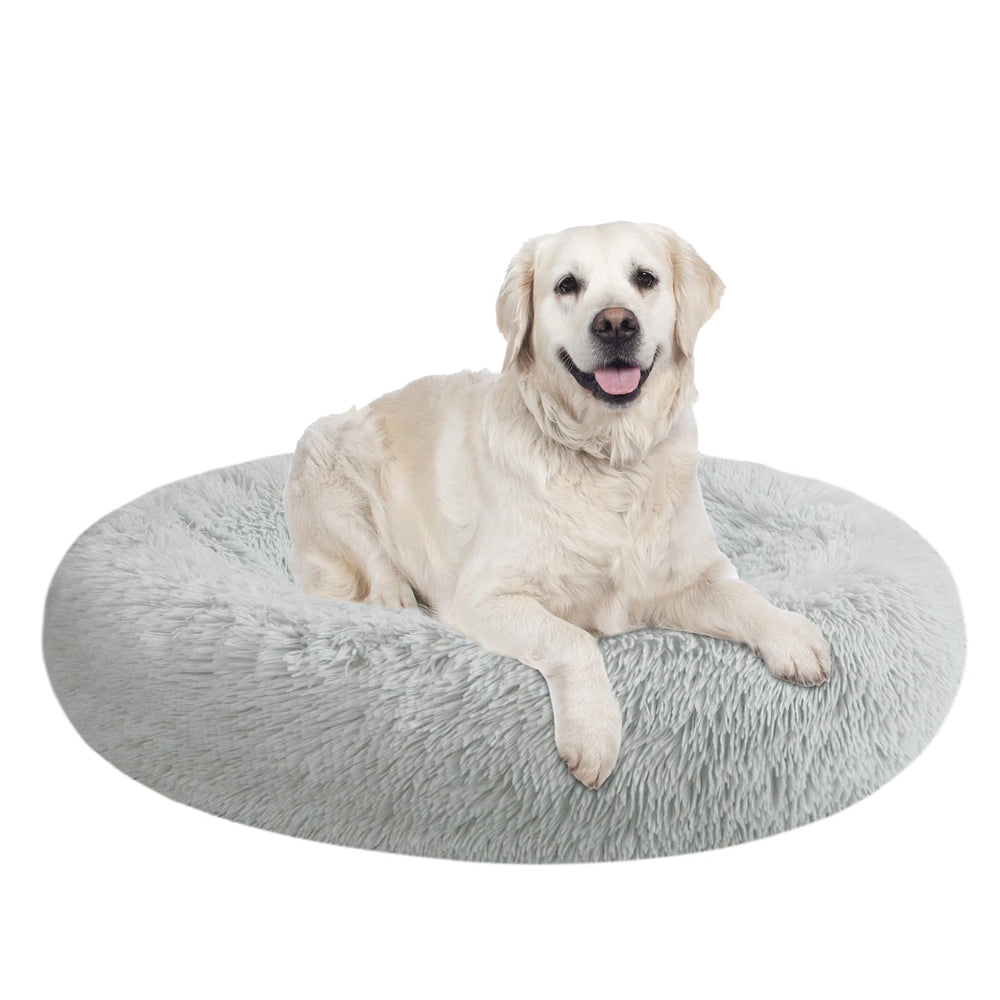 Nisrada dog bed round design with raised edges for secure, comfy naps.