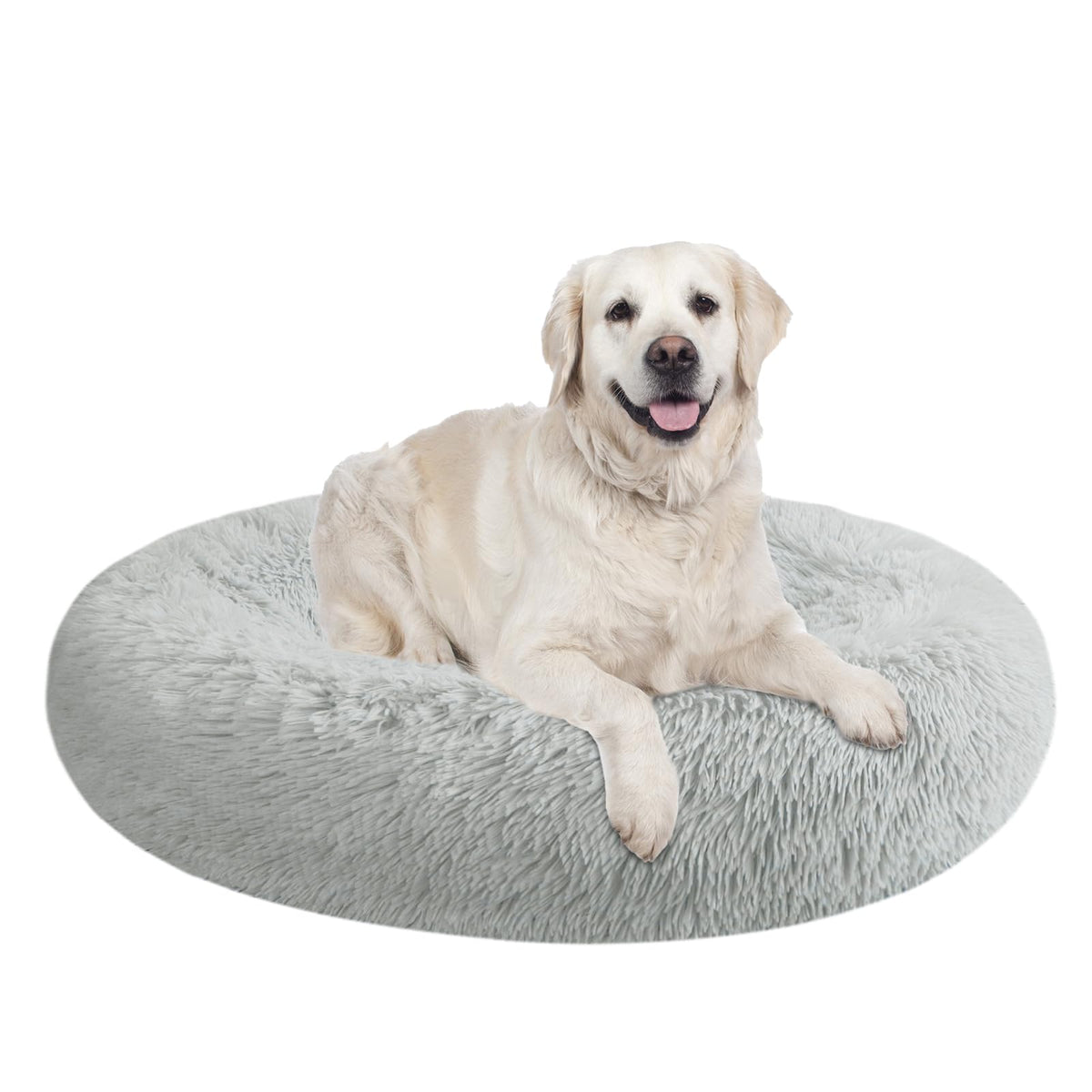 Nisrada dog bed round design with raised edges for secure, comfy naps.