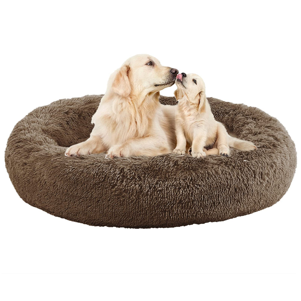 Nisrada round dog bed with donut design provides cozy security for puppies.