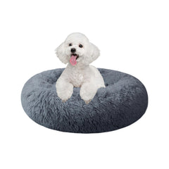 Nisrada dog bed round-donut-design for secure, cozy naps.