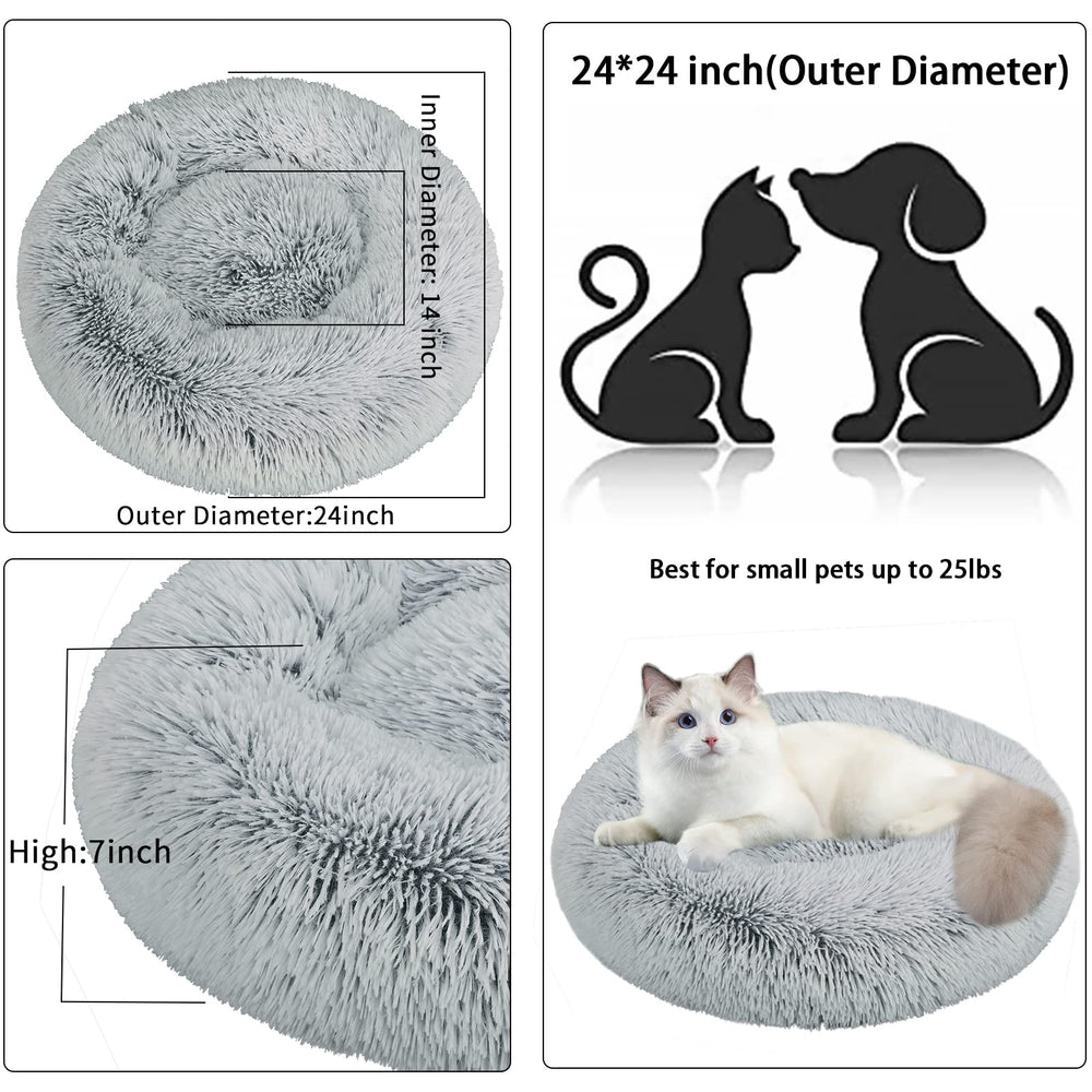 Nisrada 24-inch round bed fits kittens or puppies up to 20 lbs.
