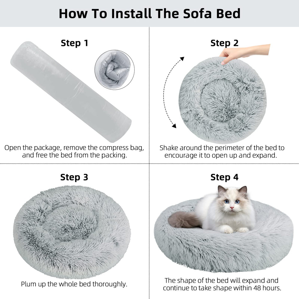 Nisrada 27-inch round bed supports cats or dogs up to 35 lbs.