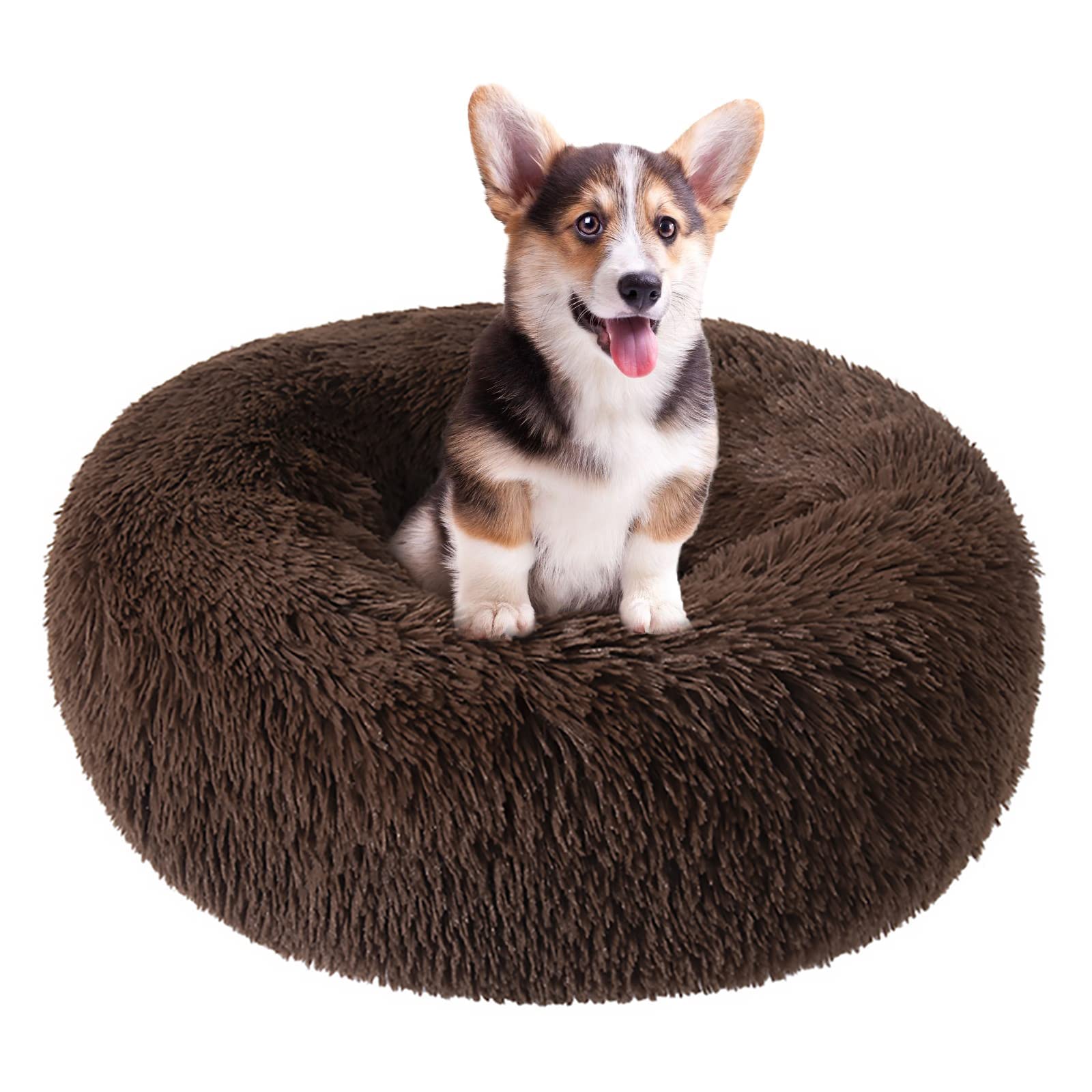 Nisrada round dog bed 24inch front view promoting calm rest