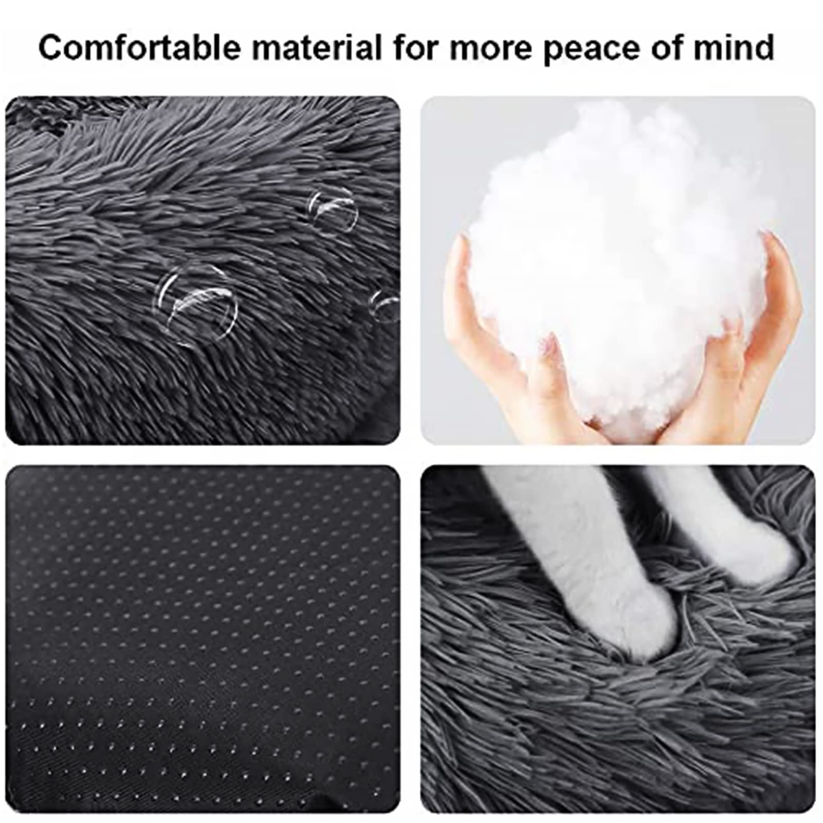 Nisrada round dog bed anti-slip-bottom keeps bed secure on floors or car seats.