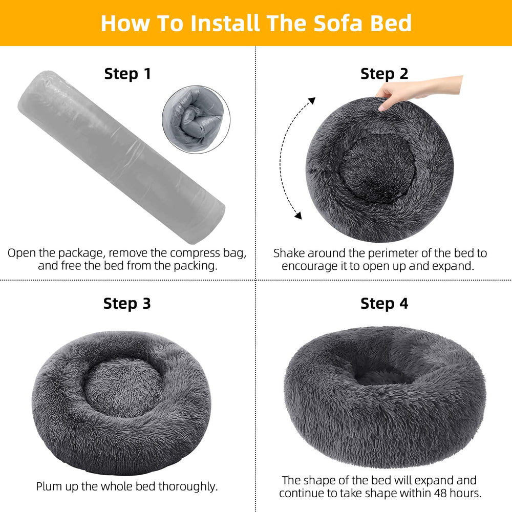Nisrada round dog bed soft-fill provides gentle support for daily naps.