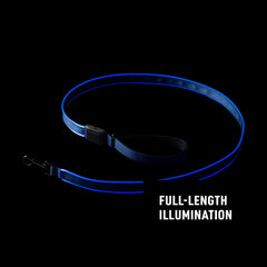 NiteDog blue padded-handle leash highlighting comfortable grip for long walks.