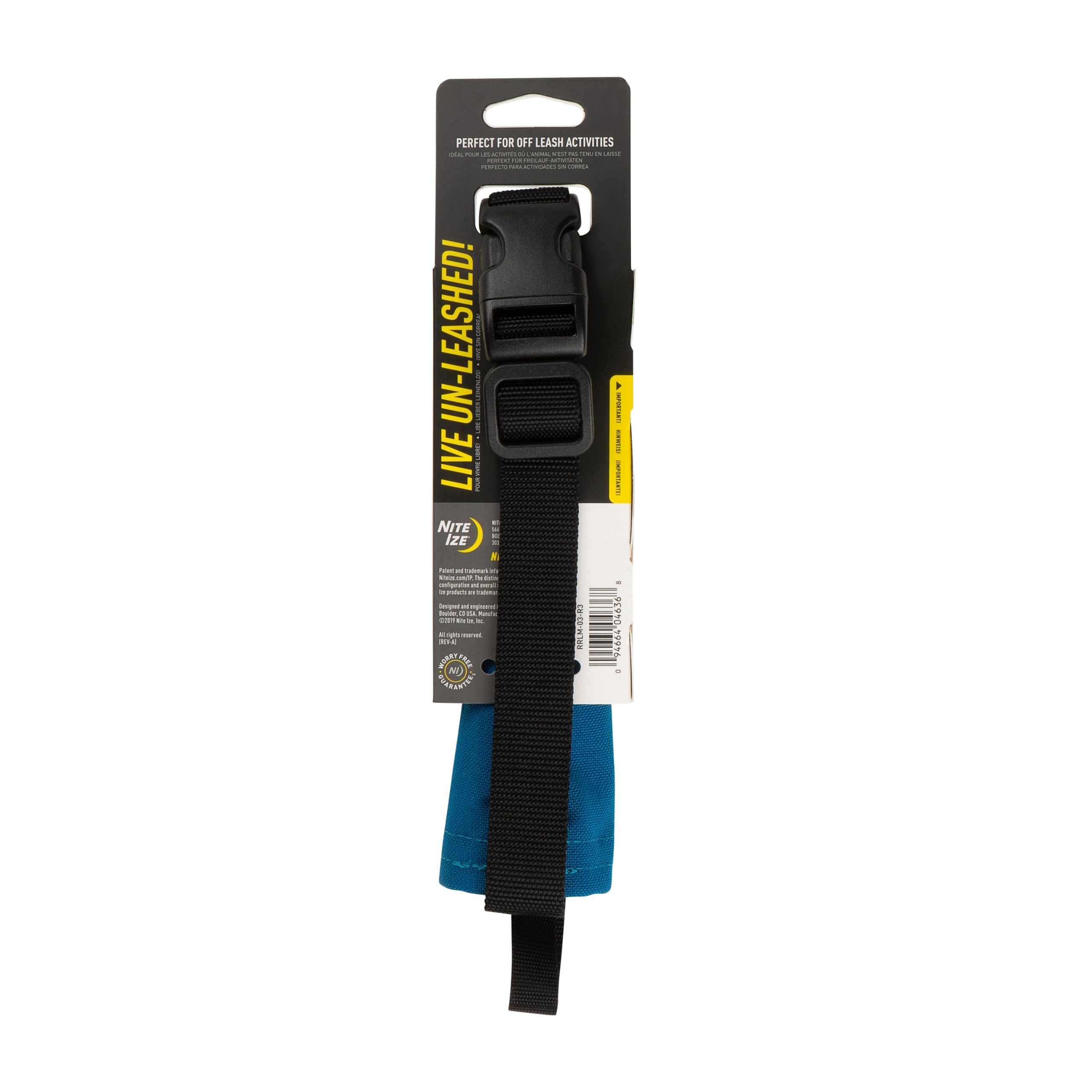 Nite Ize Raddog blue leash-housing: smooth retract mechanism for dependable stow-and-go.