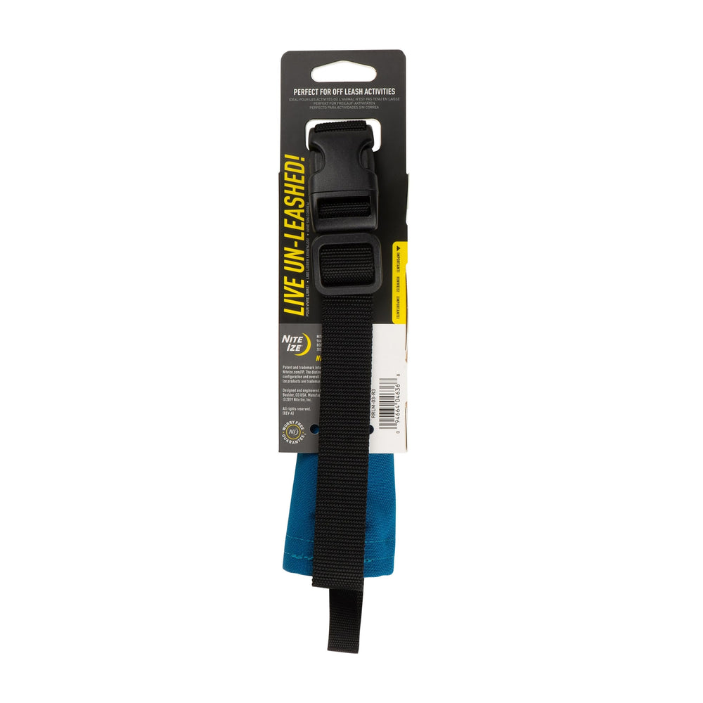 Nite Ize Raddog blue leash-housing: smooth retract mechanism for dependable stow-and-go.