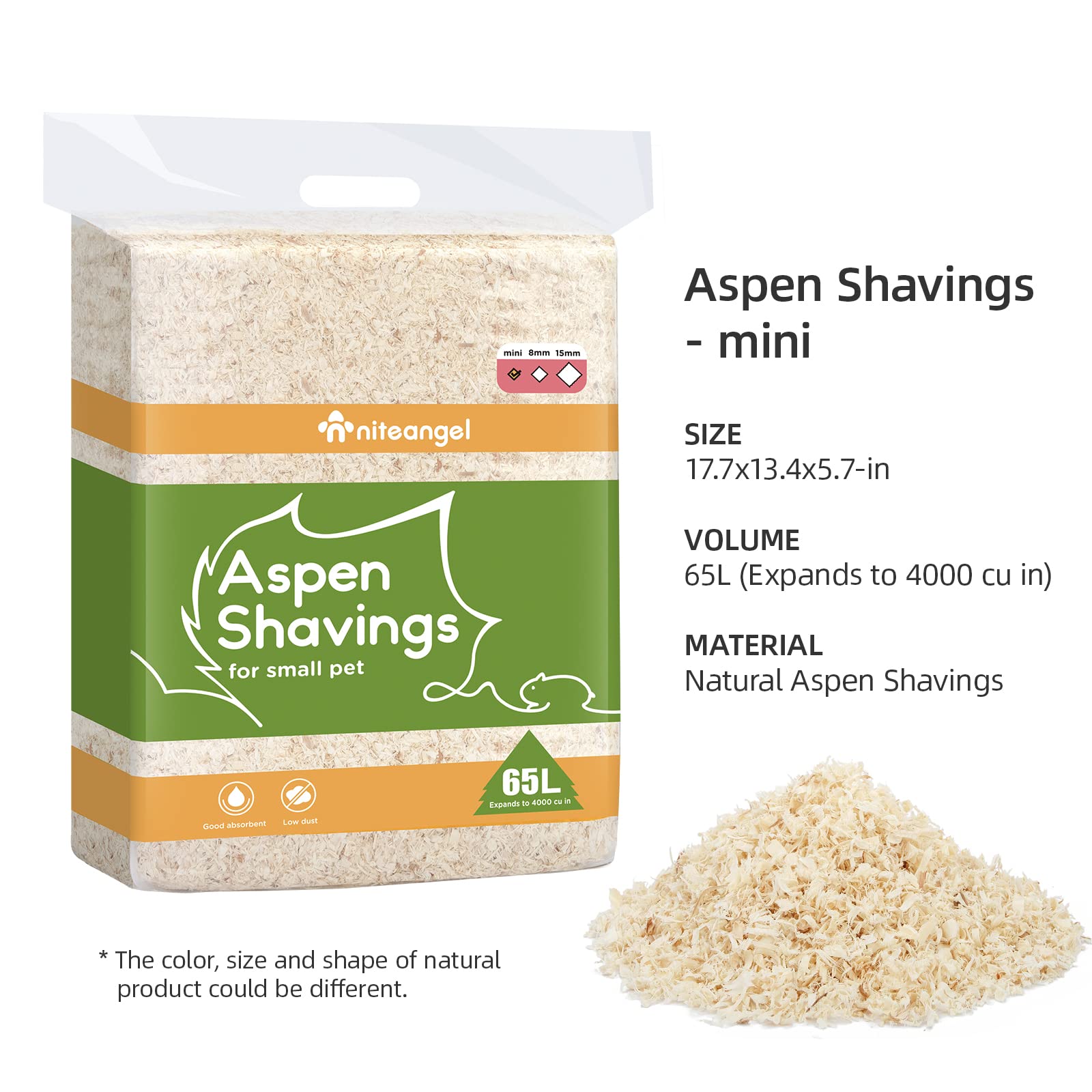 Niteangel Aspen Bedding fits 65L Mini cages for multiple pets