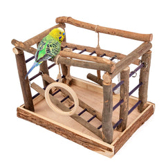 Niteangel Bird Activity Center assembled view shows enrichment for parakeets.