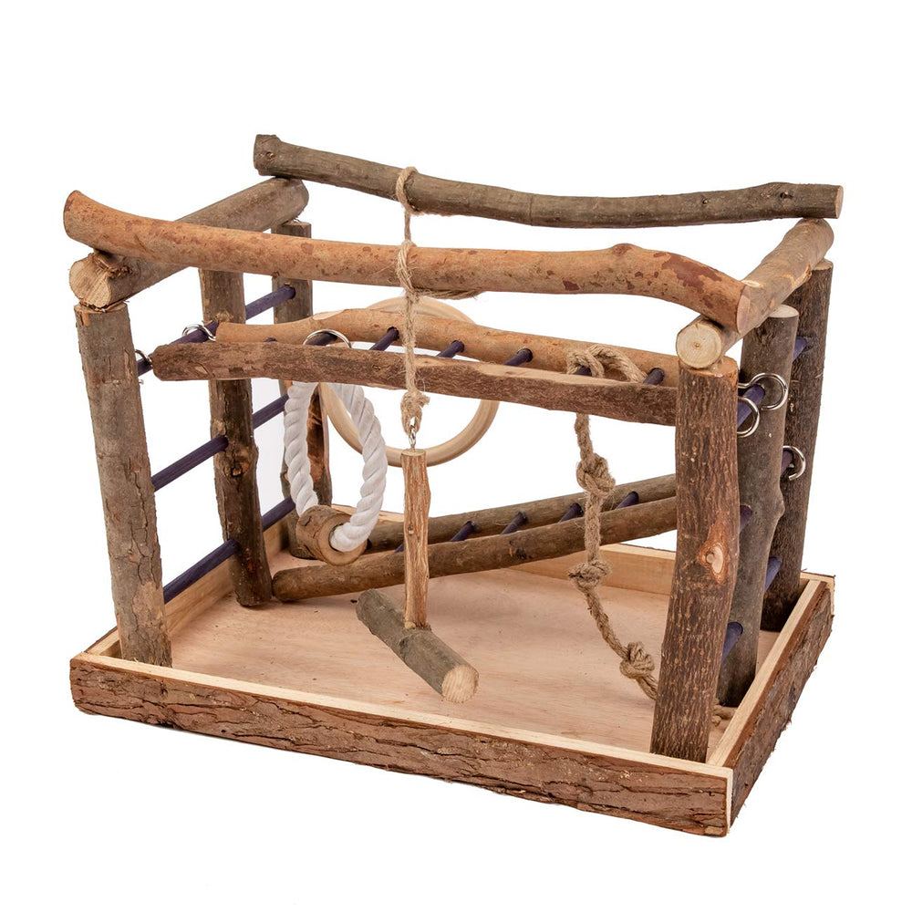 Niteangel Bird Activity Center rope perches offer comfortable grip and exercise.