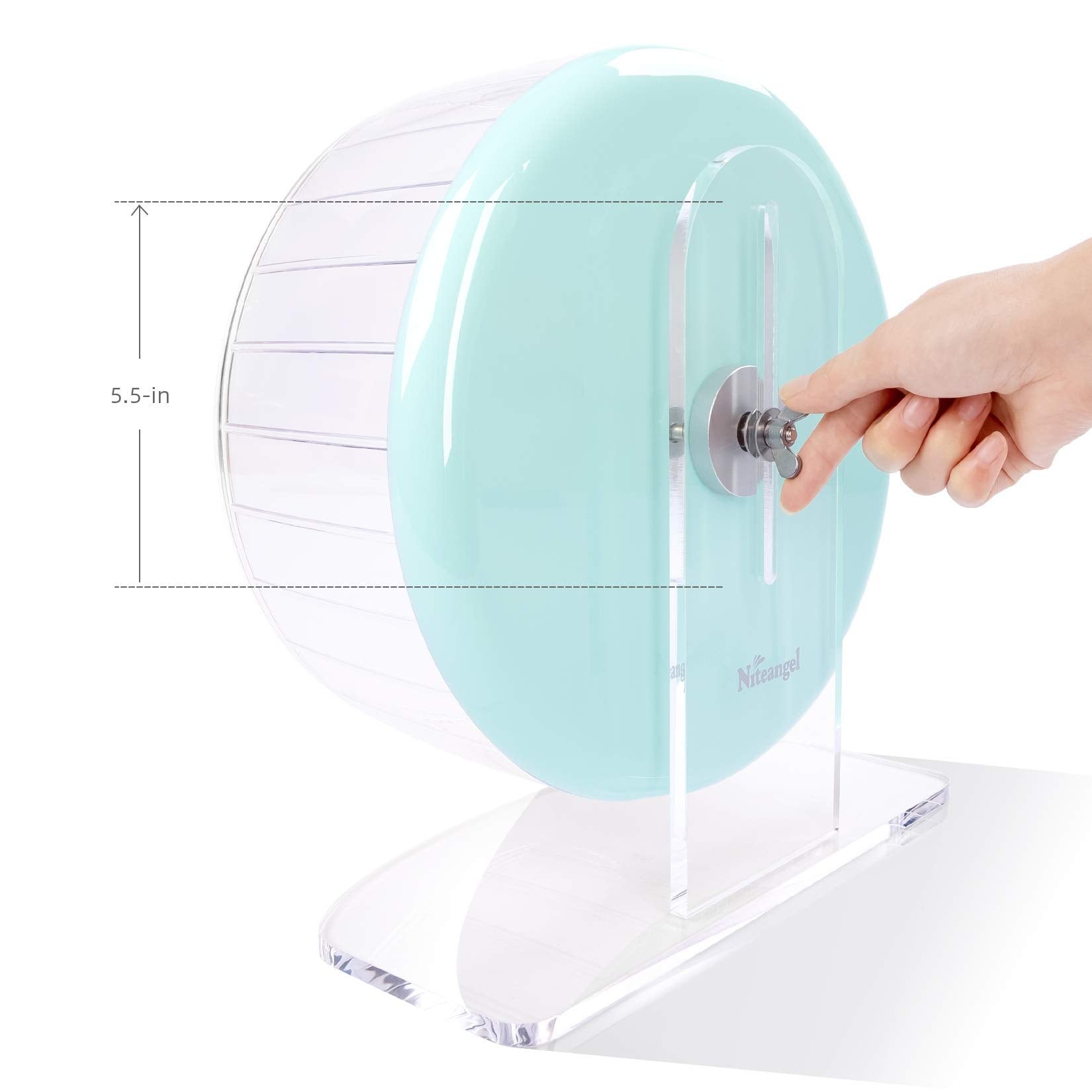 Niteangel mint-green wheel enhances habitat decor with subtle, calming color