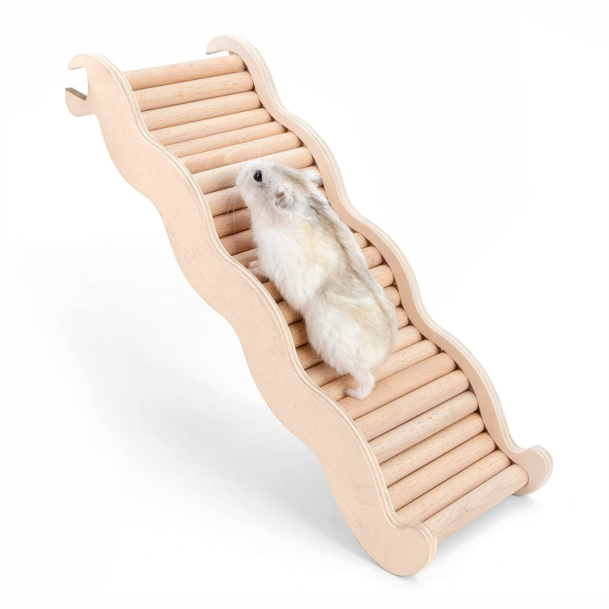 Niteangel hamster climbing toy wooden ladder-bridge provides sturdy play for small pets.