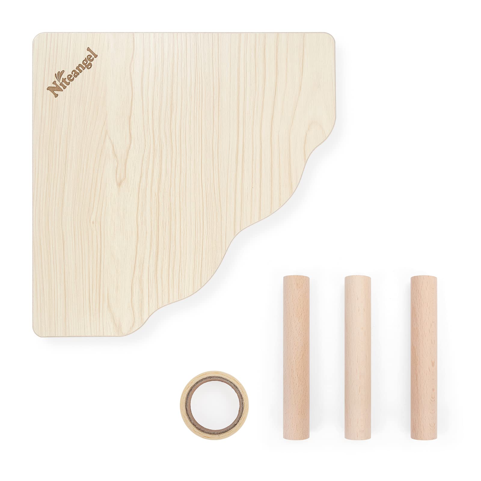 Niteangel hamster play wooden platform habitat layout shows integrated space for decor and bowls