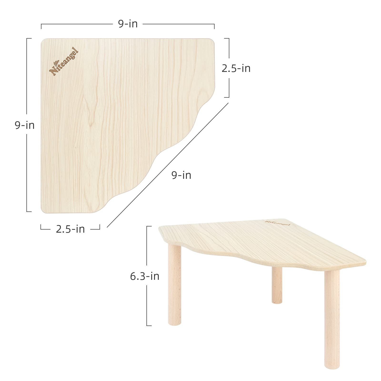 Niteangel hamster play wooden platform top view highlights its 9 by 9 inch surface for play