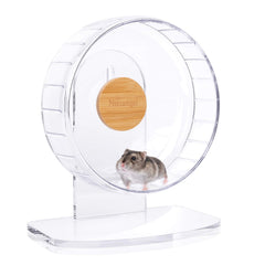 Niteangel Super-Silent Hamster Wheel side view demonstrates quiet exercise for a peaceful night.