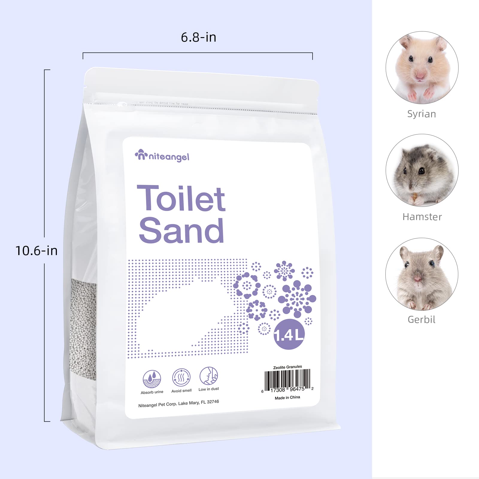 Niteangel Training Litter Potty Sand pellets highlight spherical pellets for easy grooming.