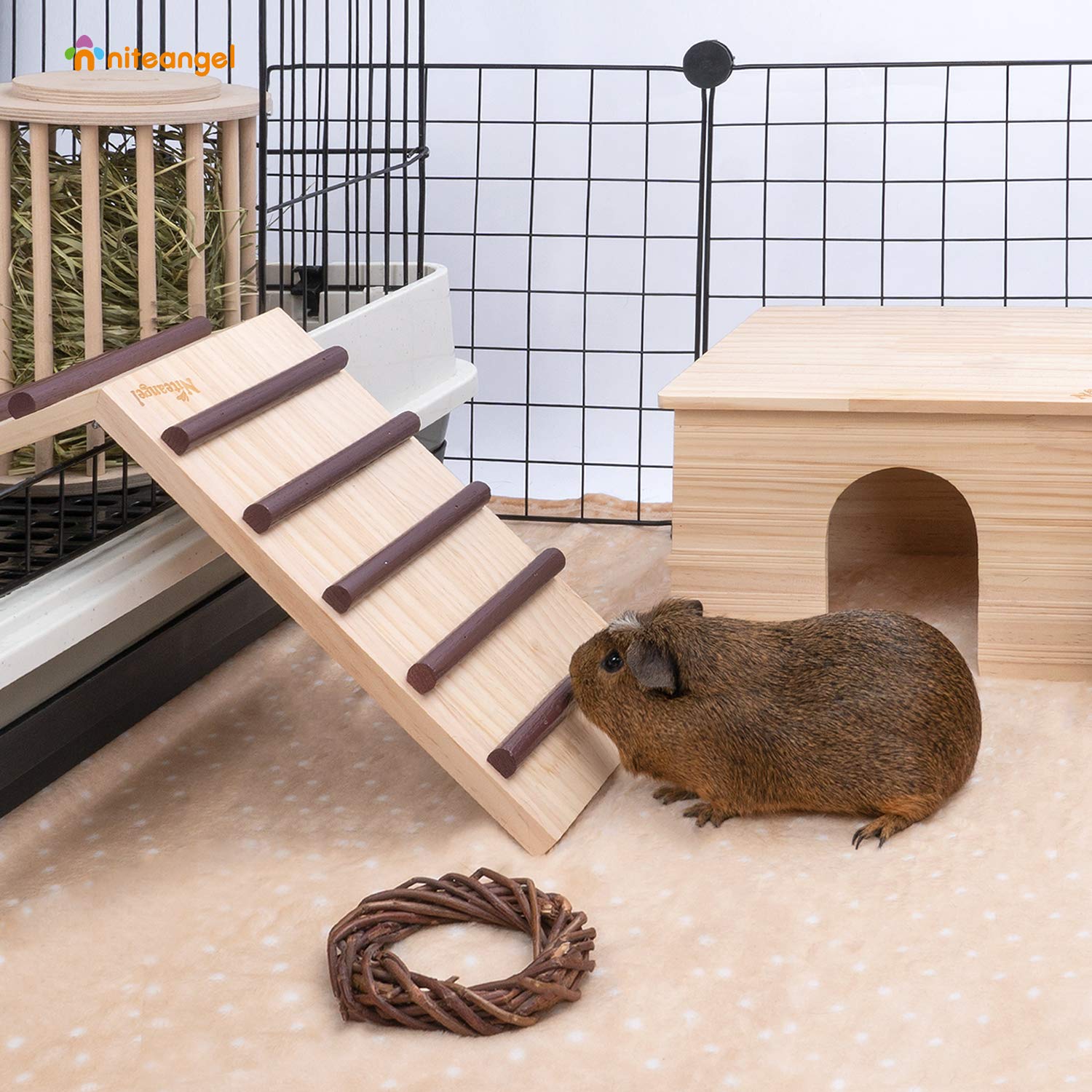 Niteangel Wooden Cage Bridge dimensions—large size for bigger cages and multiple pets.