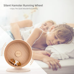 Niteangel wooden hamster exercise wheel adjustable height demonstrates cage-fit versatility