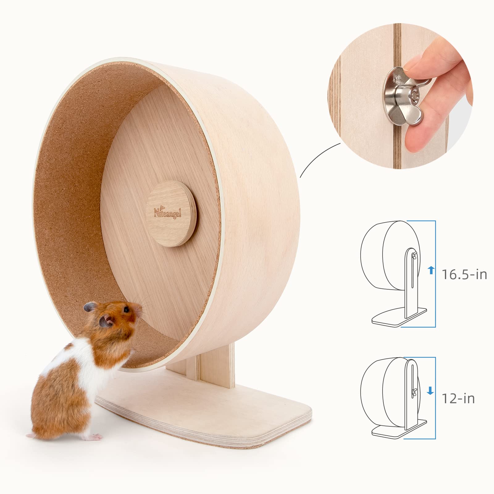 Niteangel wooden wheel-assembly shows quick setup for larger cages