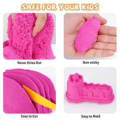 NiToy FlexiSand hot pink sand close-up highlighting squishy texture and self-sticking consistency.