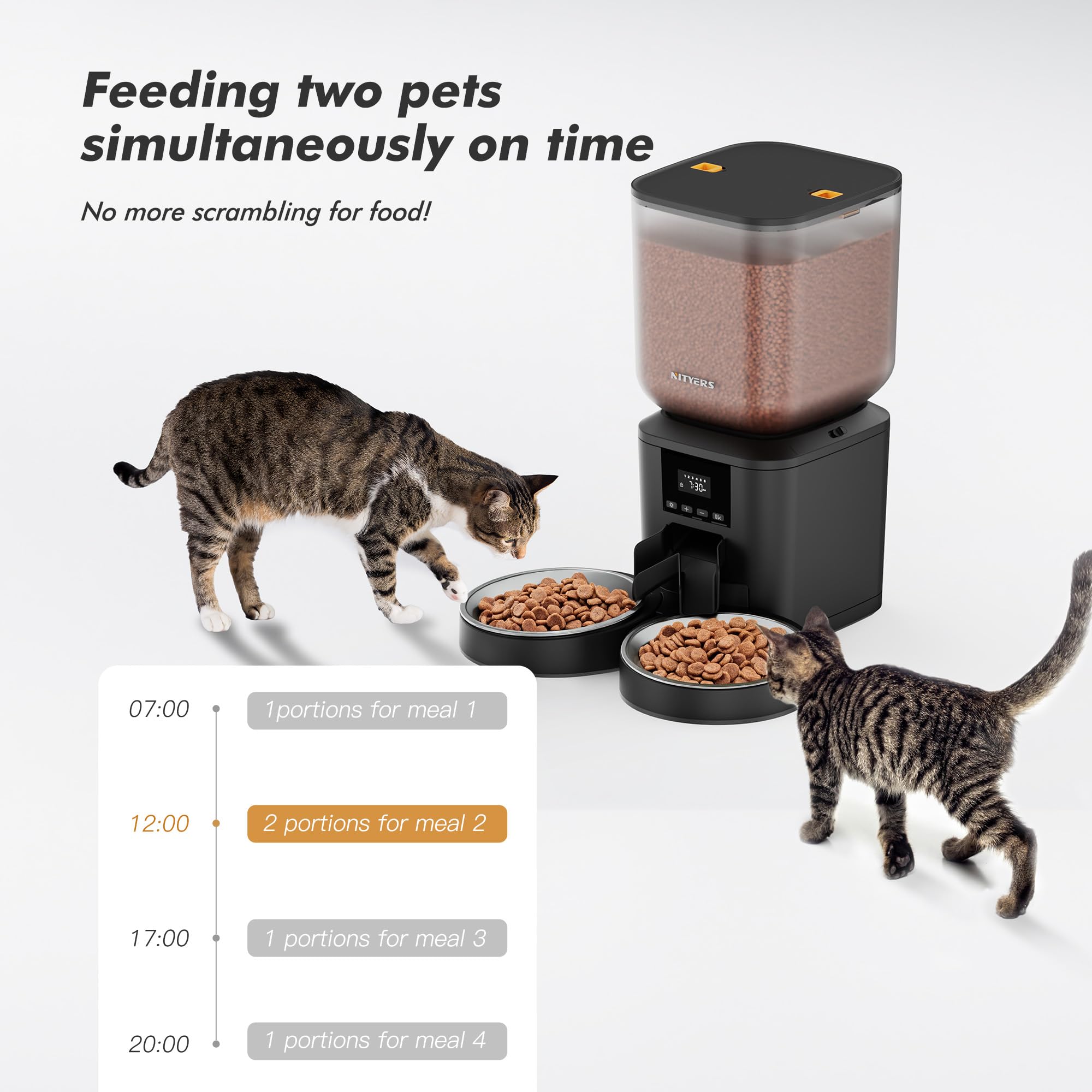 Nityers automatic cat feeder with LCD screen offers easy scheduling