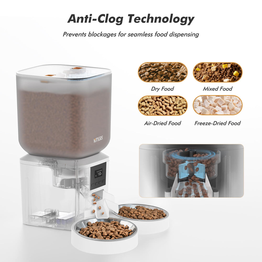 Nityers automatic cat feeder two trays ensure fair portions for two cats