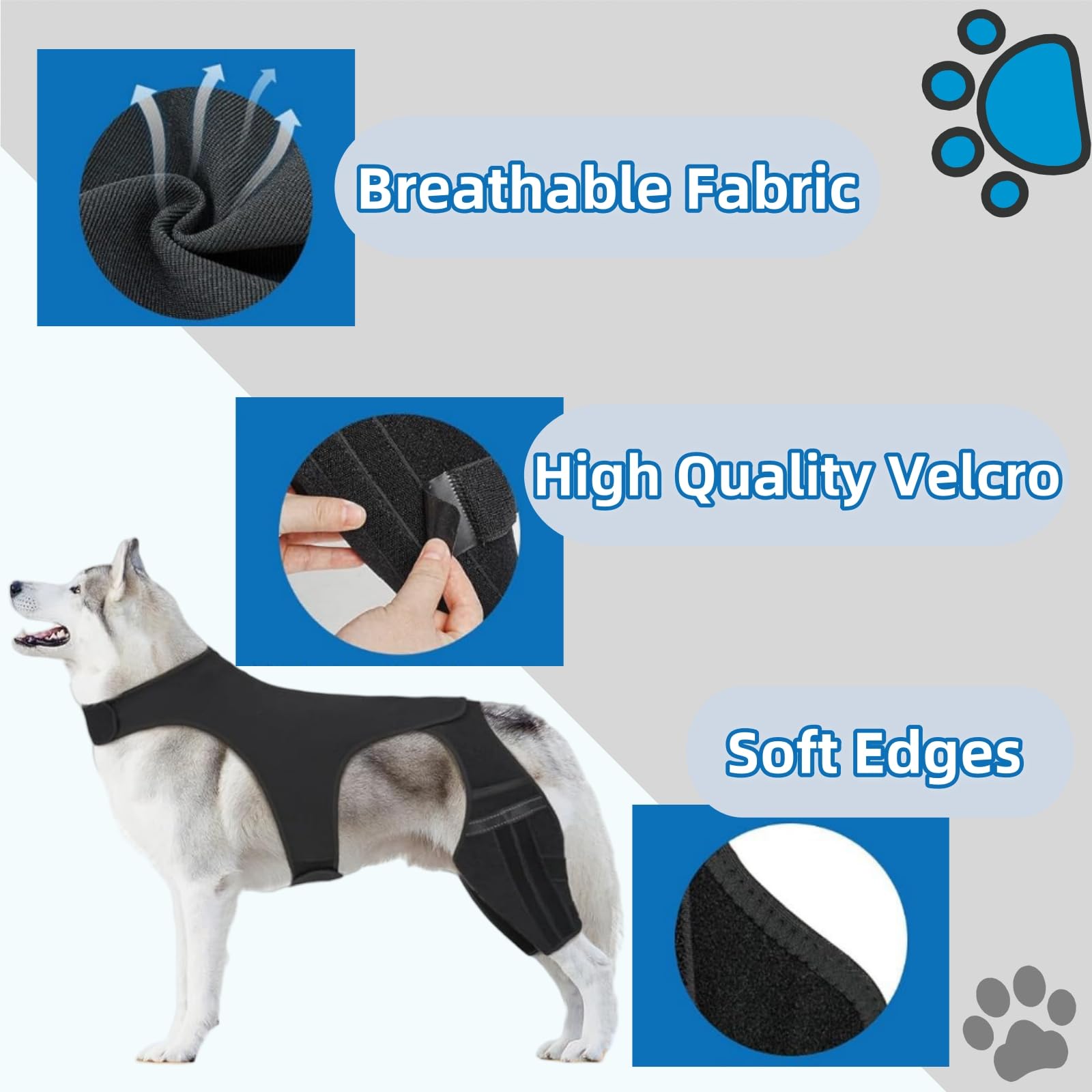 NIUBNKJ S Double Dog Knee Brace adjustable Velcro straps for secure fit
