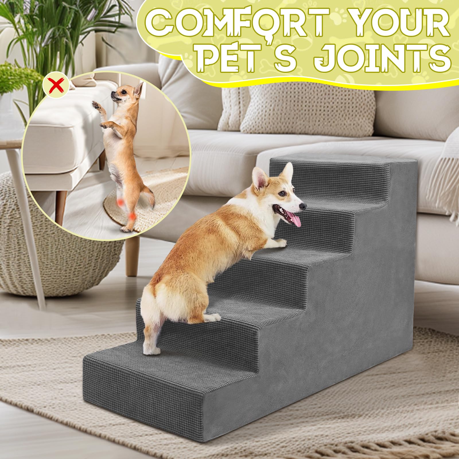 Niubya Dog Stairs fold into a bed for compact storage.