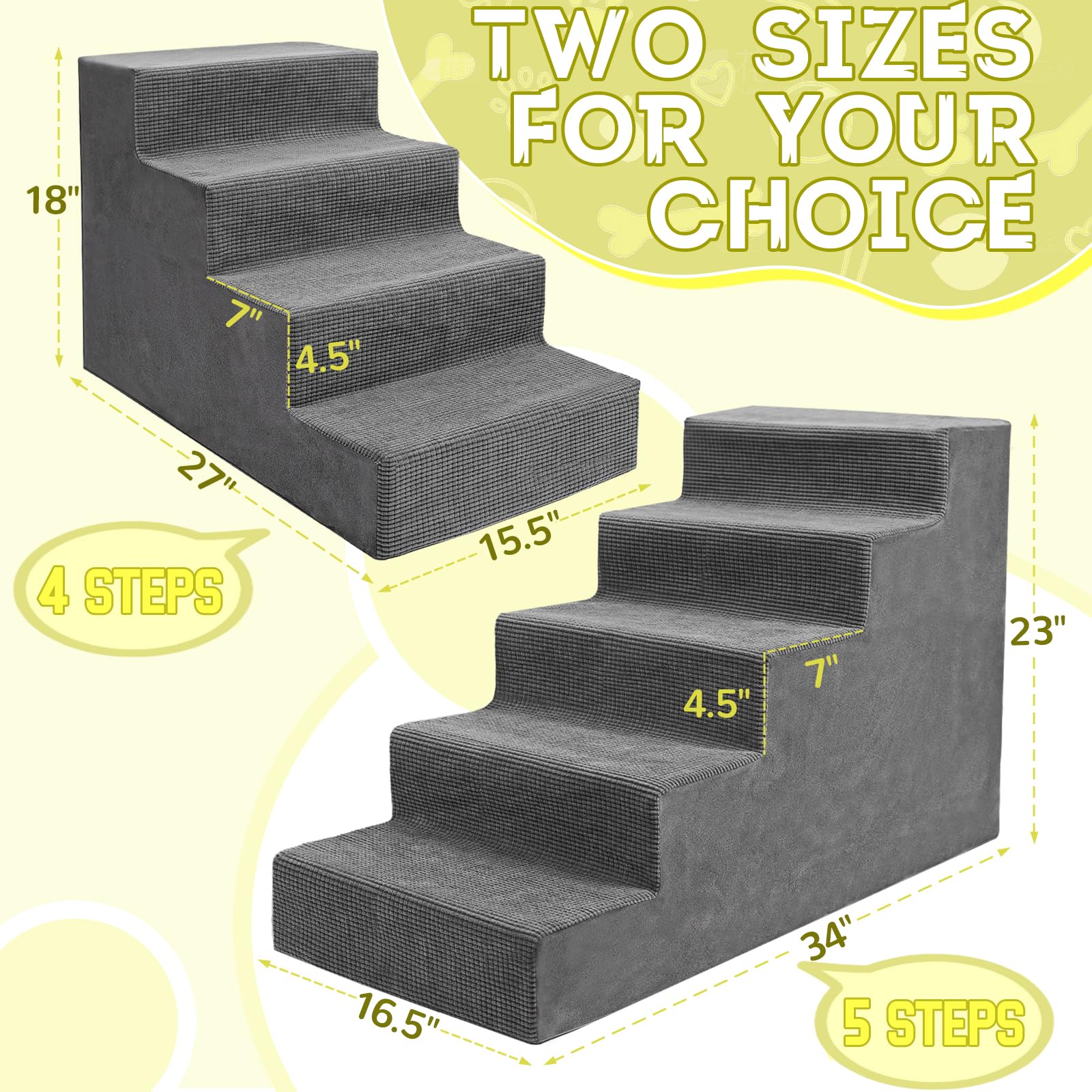 Niubya Dog Stairs non-slip bottom keeps steps steady on slick floors.
