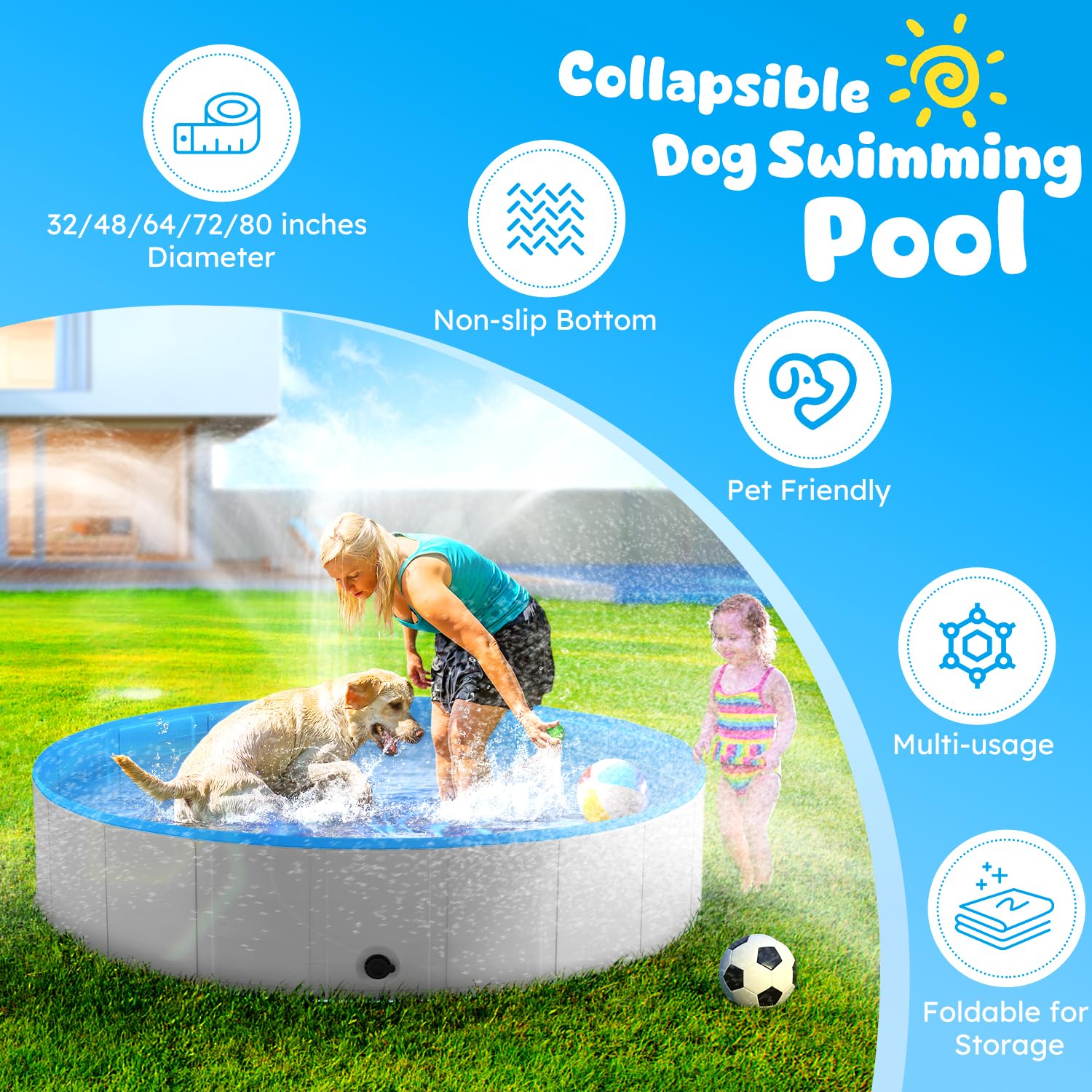 Niubya foldable dog pool folded storage shows compact portability for travel.
