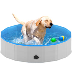 Niubya foldable dog pool front view shows sturdy walls for safe splashing.