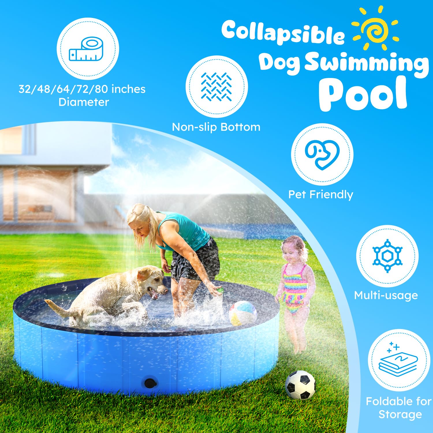 Niubya foldable swimming pool folded for storage shows easy space-saving portability.