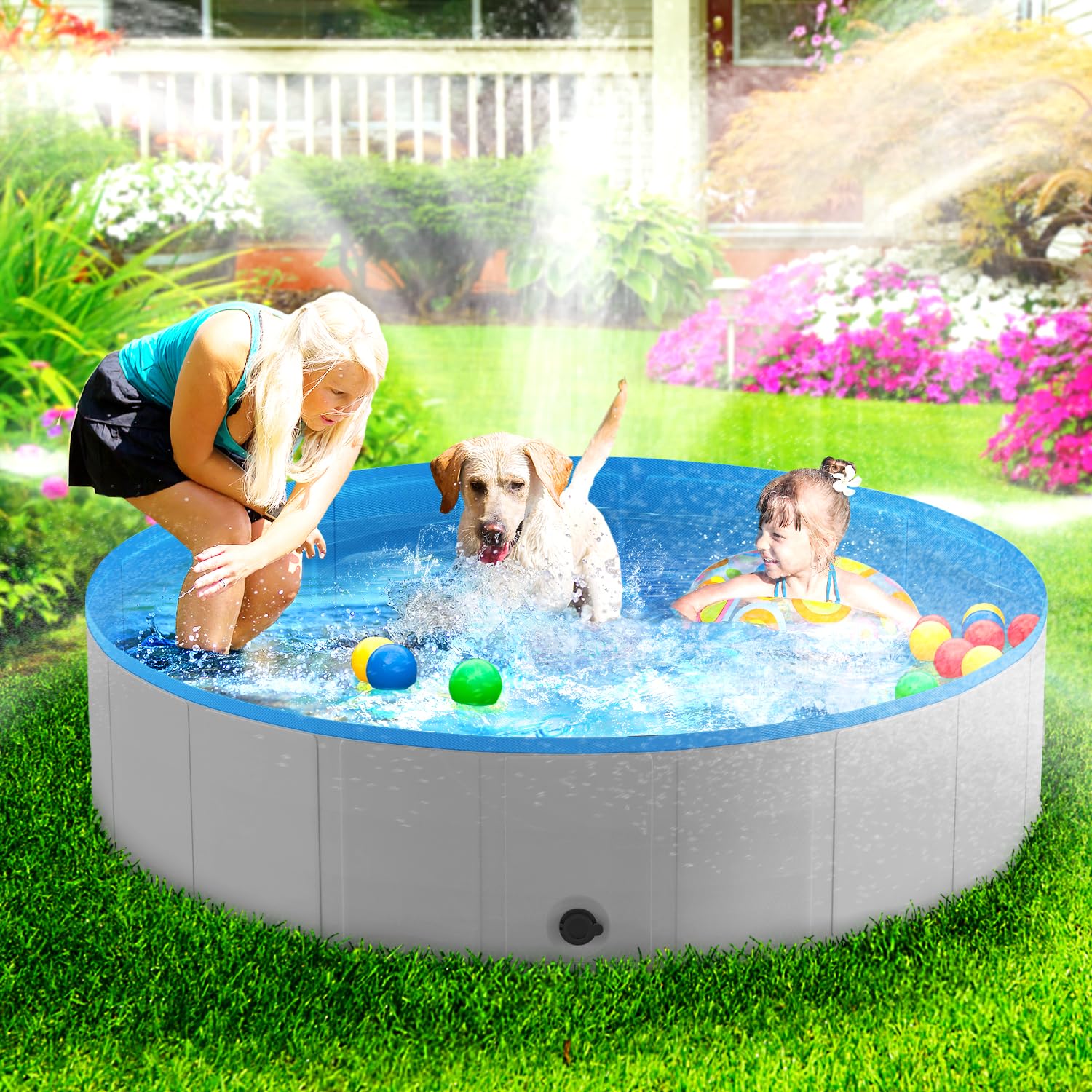Niubya pet pool folds flat for compact storage and travel convenience