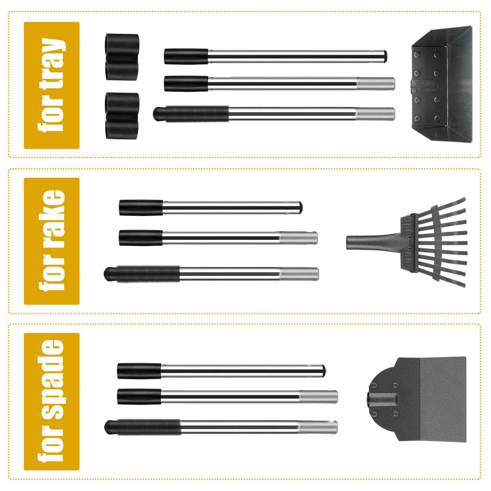 Niubya Poop Scoop link-parts: easy assembly connectors for stable extended reach setup.