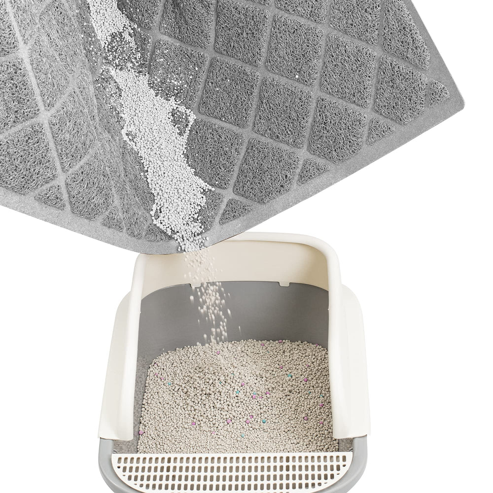Niubya Premium Cat Litter Mat cross-grooves closeup shows large granule capture.