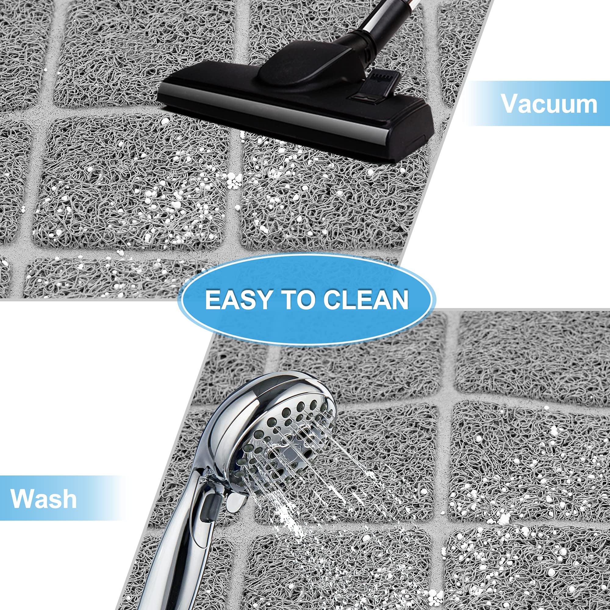 Niubya Premium Cat Litter Mat non-slip base keeps mat in place during use.