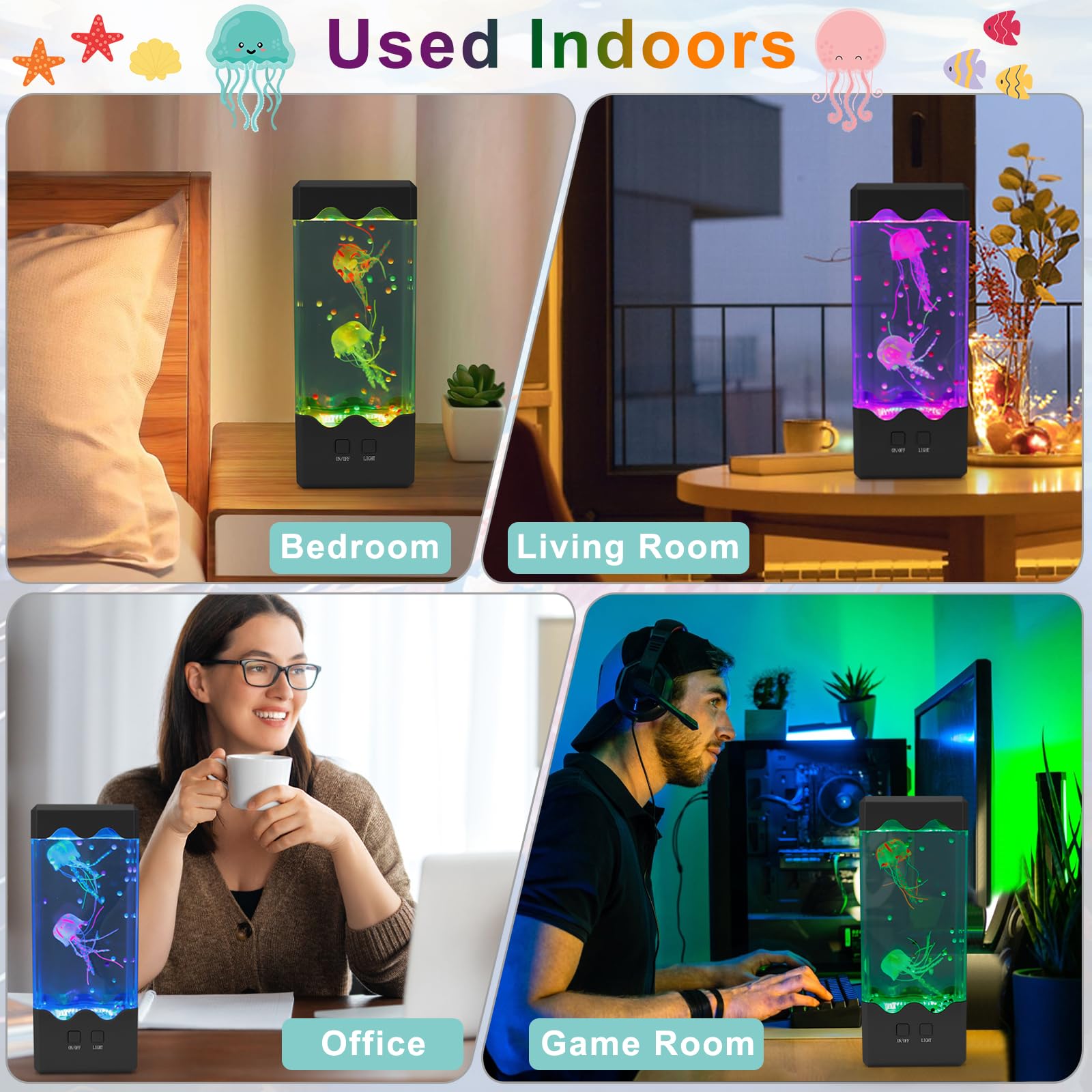 NIUFAN Jellyfish Lamp serves as stylish home or office decor.