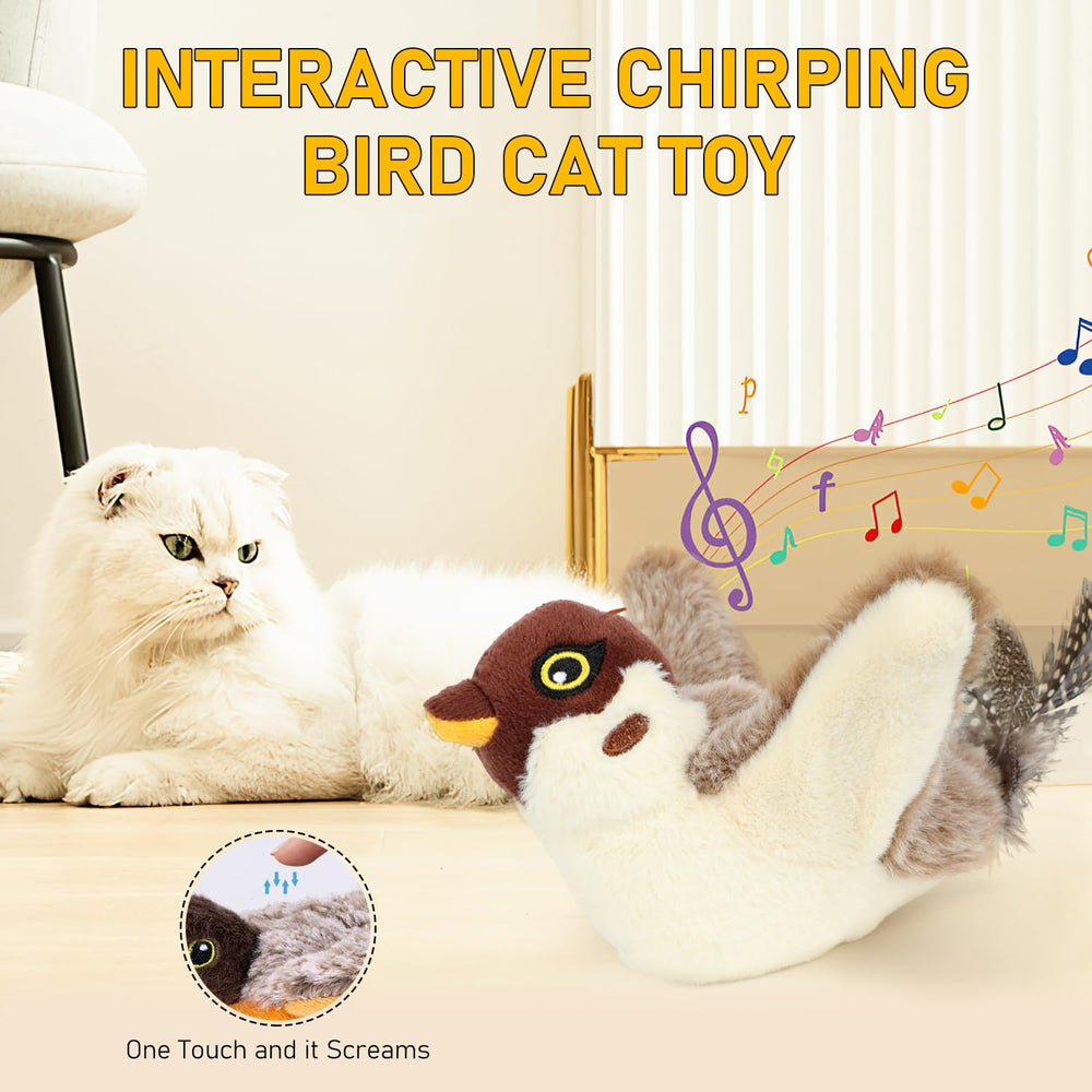 NIUYOU simulated-chirping-bird cat toy realistic-feathers attracts hunting instincts and curiosity