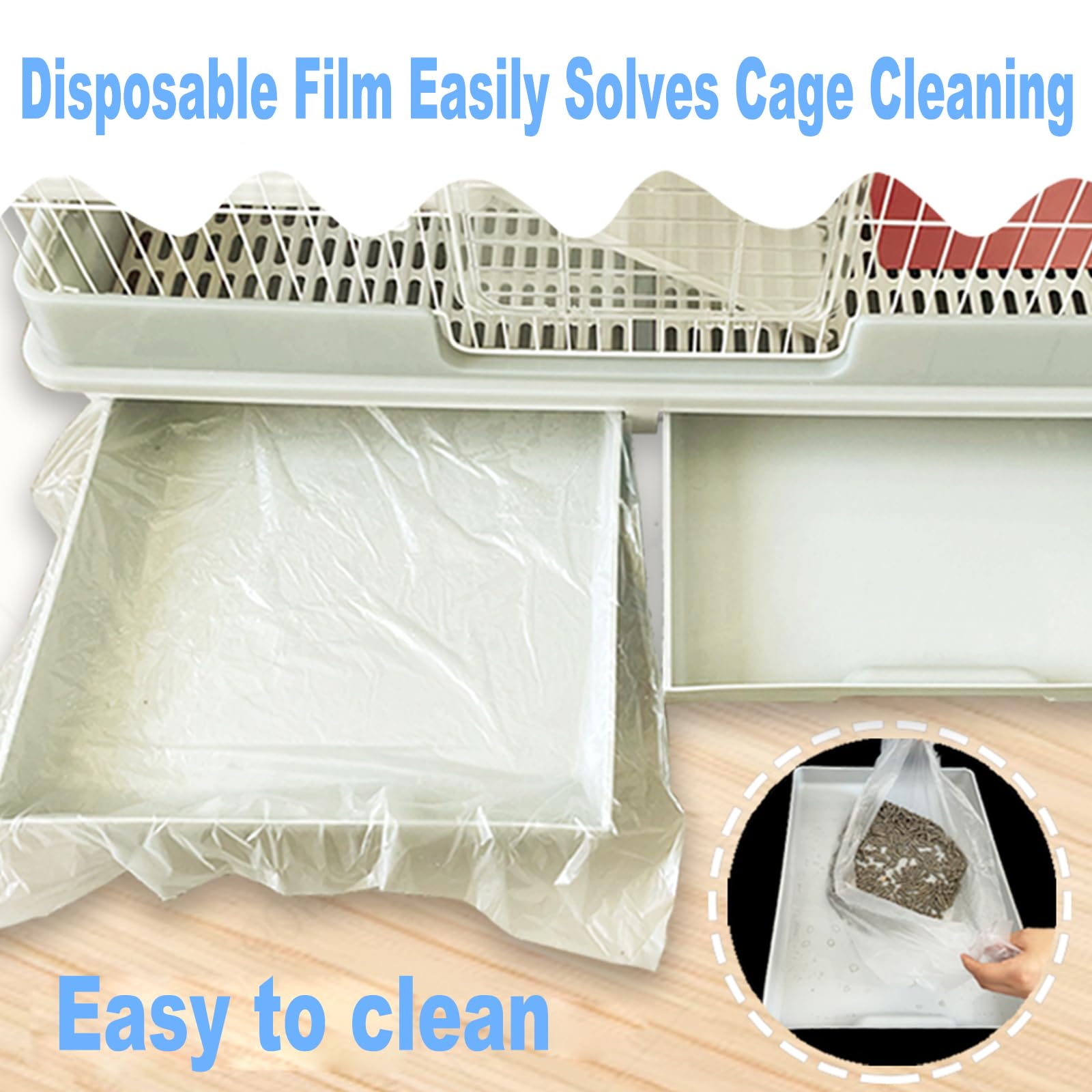 Niwaes easy-clean liner close-up shows quick replacement to save cage time.