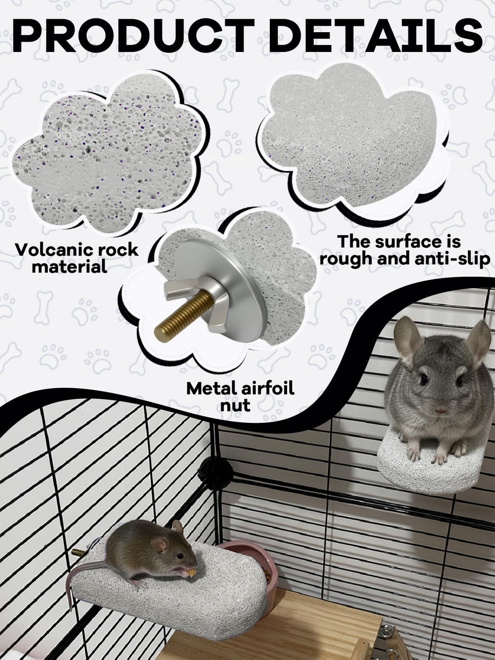 Niwaes rat lava ledge attachment secures easily to cages for play