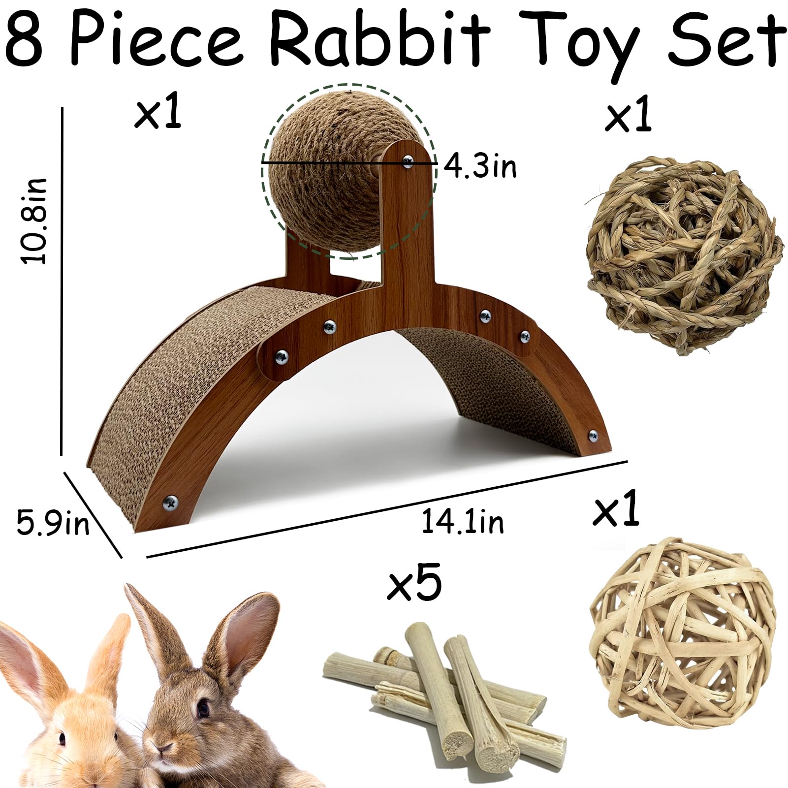 Niwaes rabbit scratch posts – dual posts for claw grinding and engaging play.