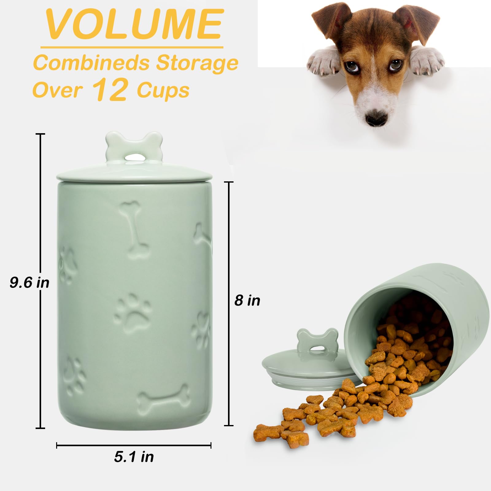 NIXBYO ceramic dog-cookie-jar green glaze for farmhouse style and easy access
