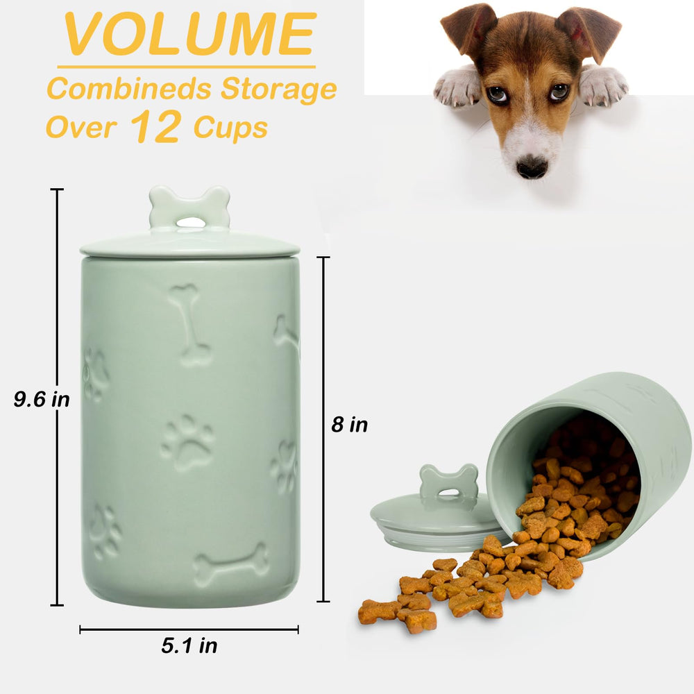 NIXBYO ceramic dog-cookie-jar green glaze for farmhouse style and easy access