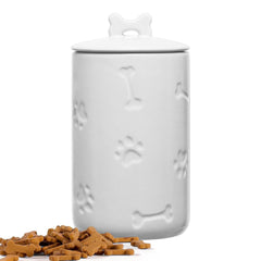 NIXBYO dog treat container with airtight lid keeps snacks fresh on the counter.
