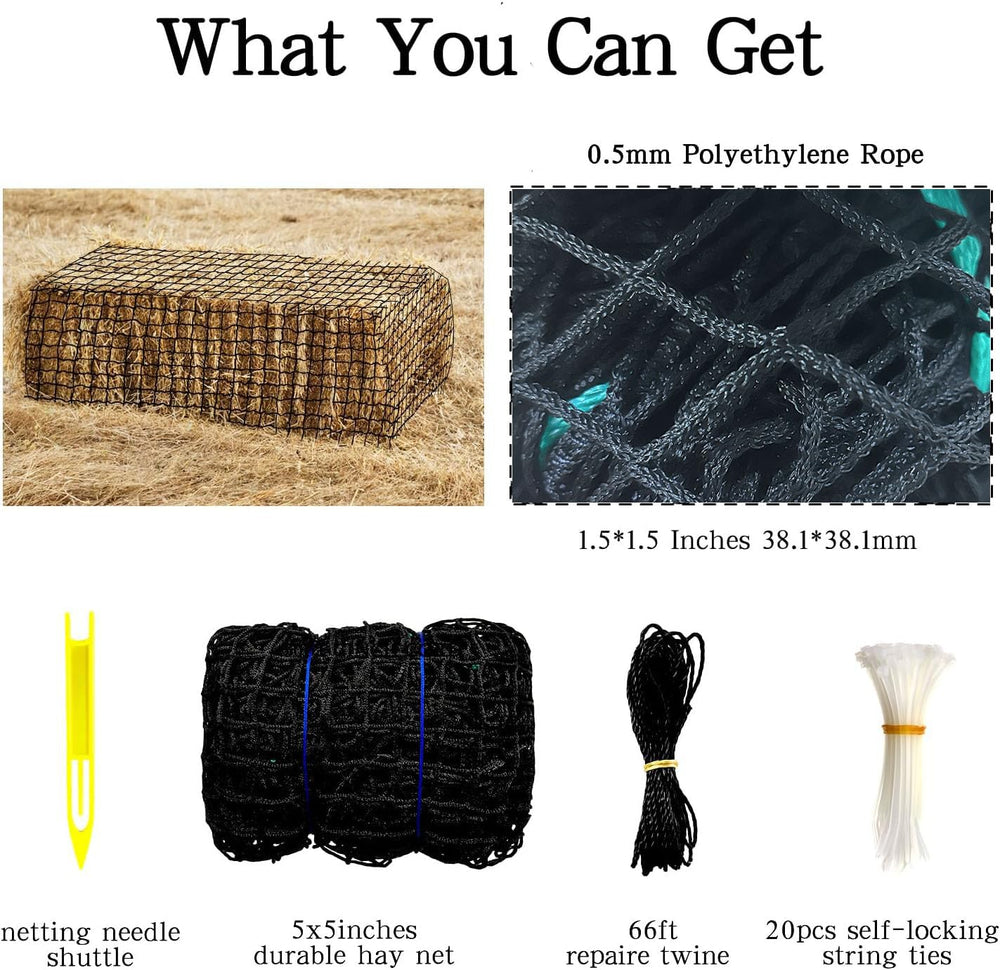 NizHome hay net durable rope construction supports heavy bale use.