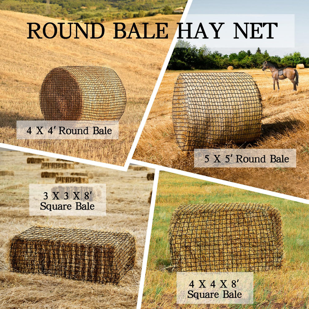 NizHome hay net fill opening 5x5ft demonstrates simple loading without tractors.